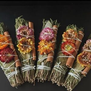 Floral Sage Smudge Sticks with Cinnamon